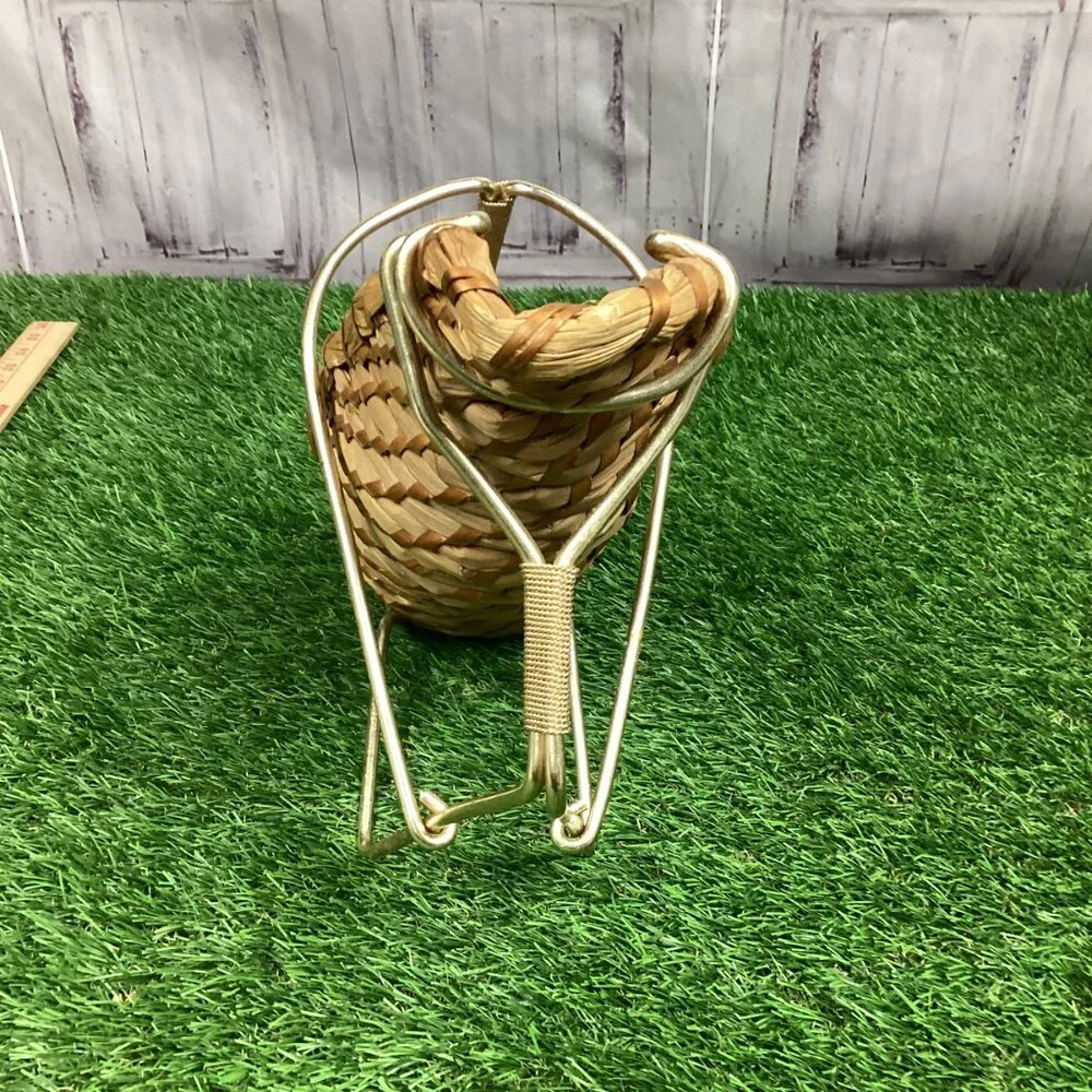 Wicker & Brass Vintage Wine Holder